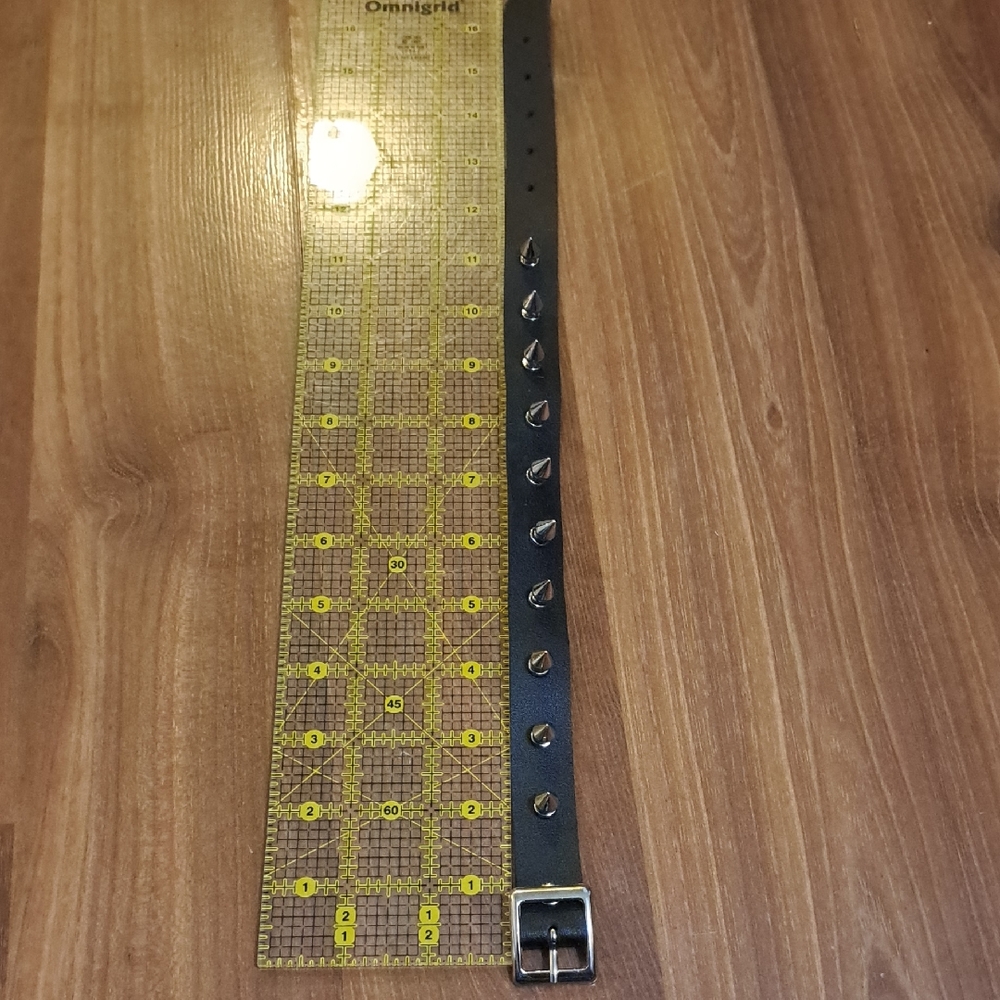 Studded Black Leather Dog Collar